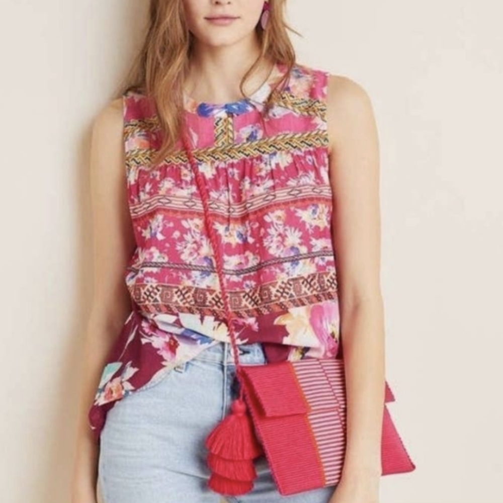 Anthropologie Vineet Bahl Pink Bohemian Blouse 3X